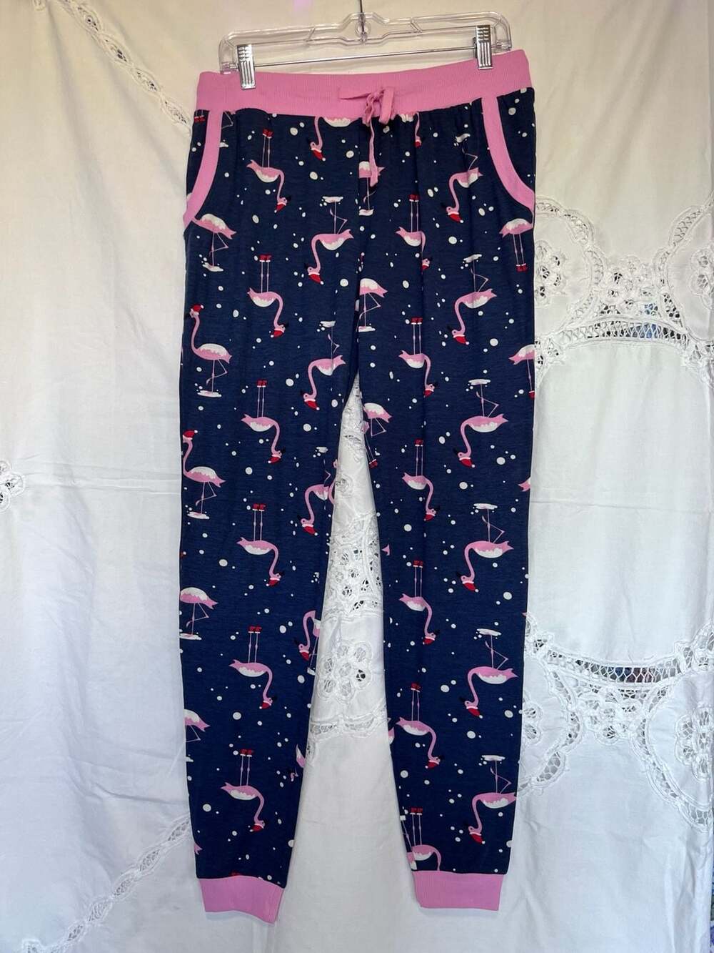 Serra Holiday Christmas Flamingos Jogger Pajama Pants